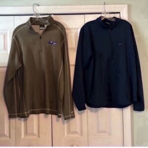 Nike Men's Olive and Blue Long Sleeve Shirts